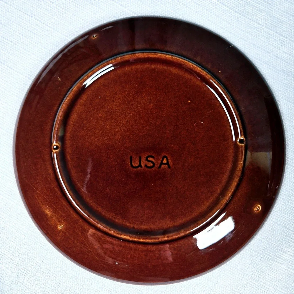 Vintage McCoy Pottery Brown Drip Glaze Salad Plates – Set of 3 – Marked USA